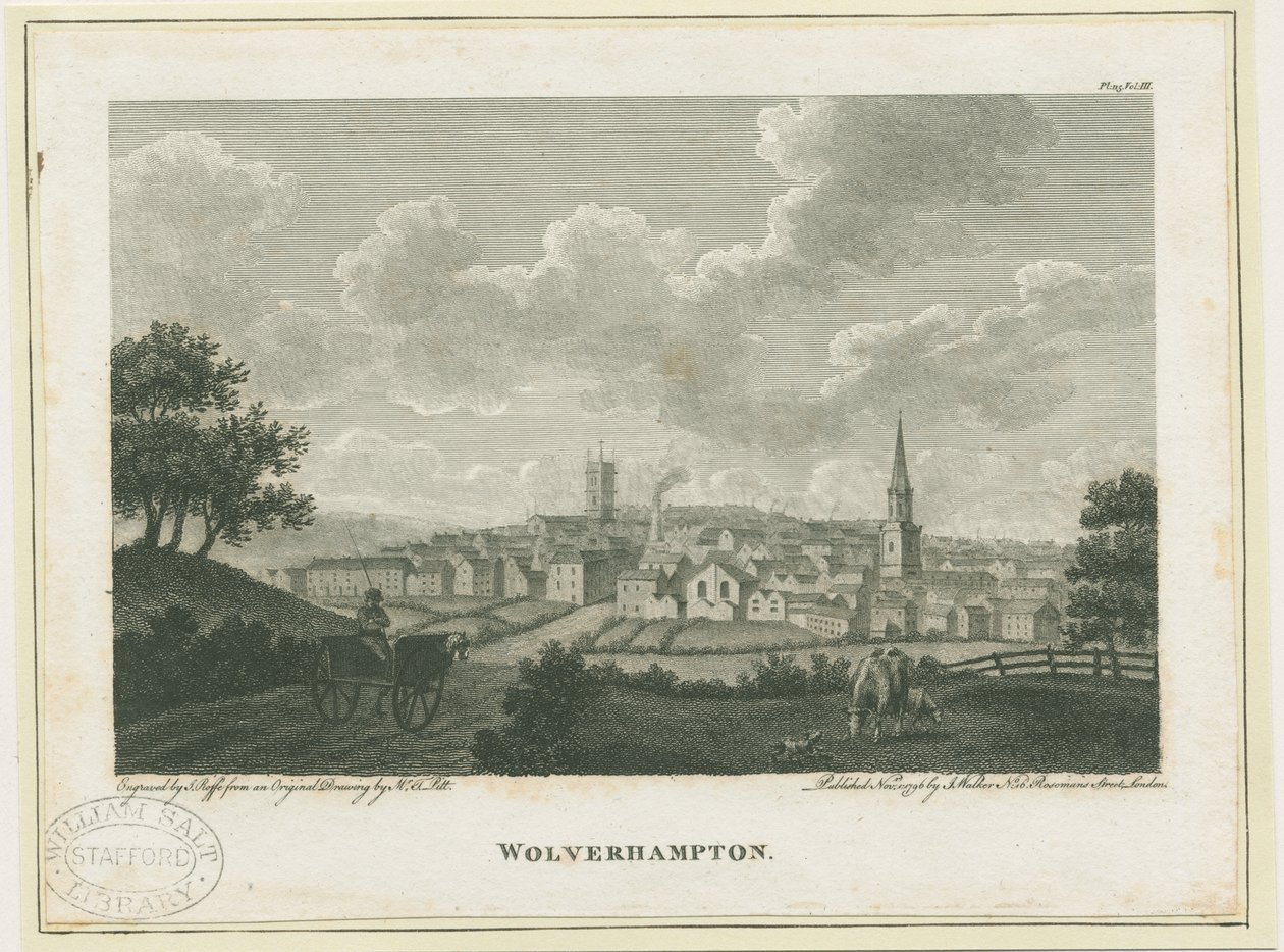 Wolverhampton - South West View: rytina, nd [c 1796] od John Walker