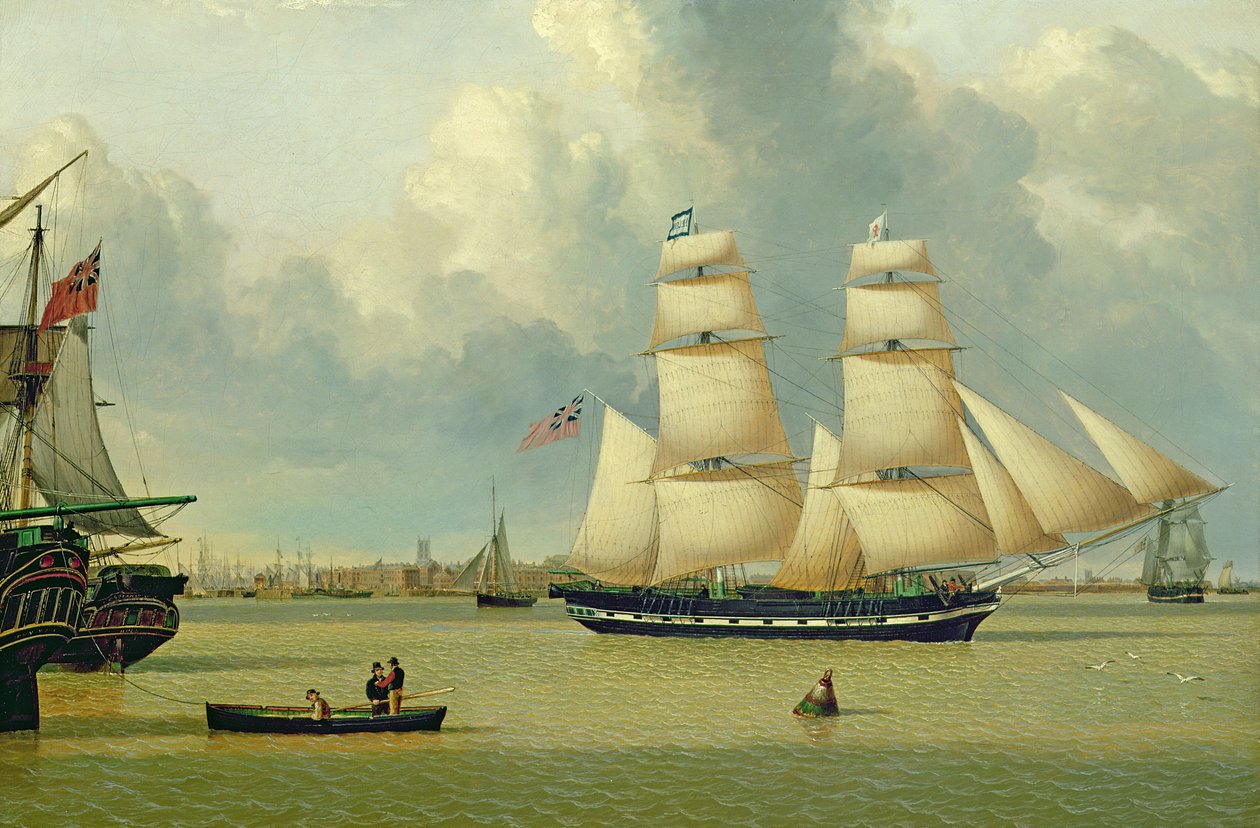 Briga "Helen" u Hullu, asi 1837 (olej na plátně) od John Ward
