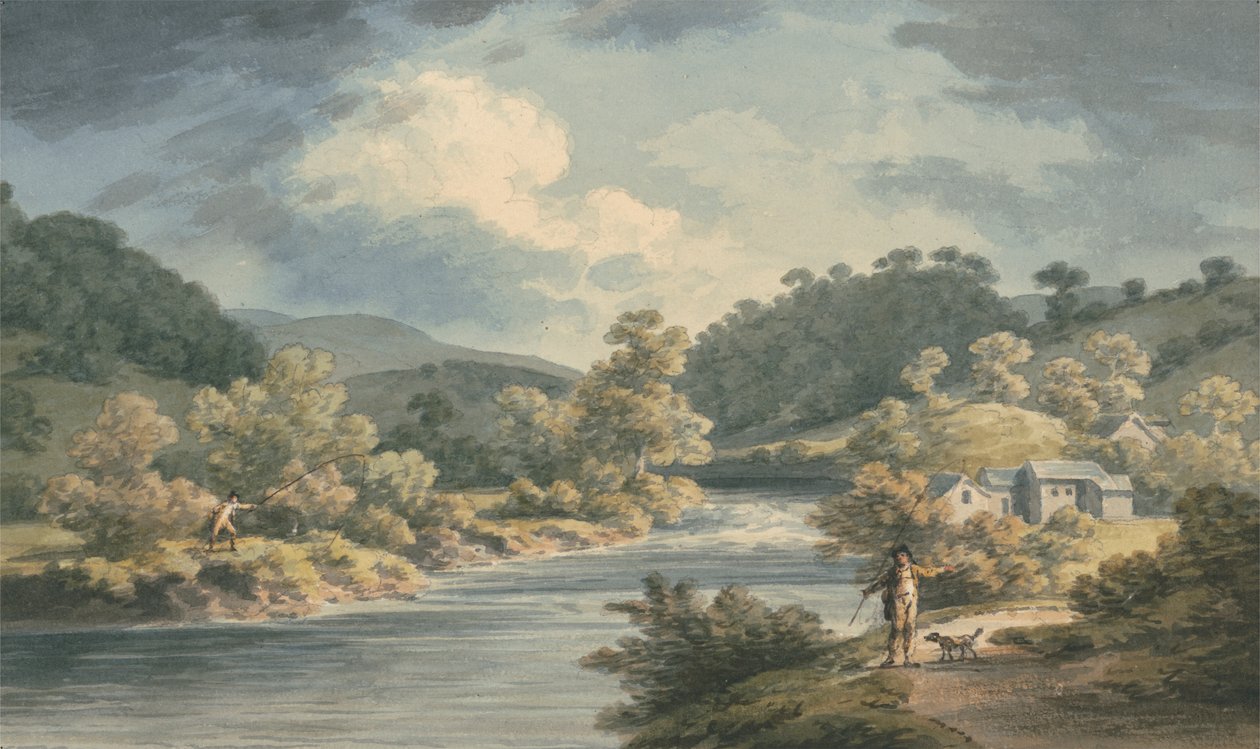 Rybář v údolí Myfod, na místě paláce princezny z Powis od John Warwick Smith