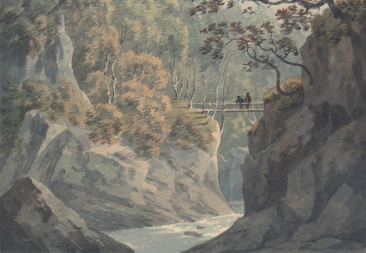 Alpine Bridge a Woodland Scenery poblíž Pistil y Maw od John Warwick Smith