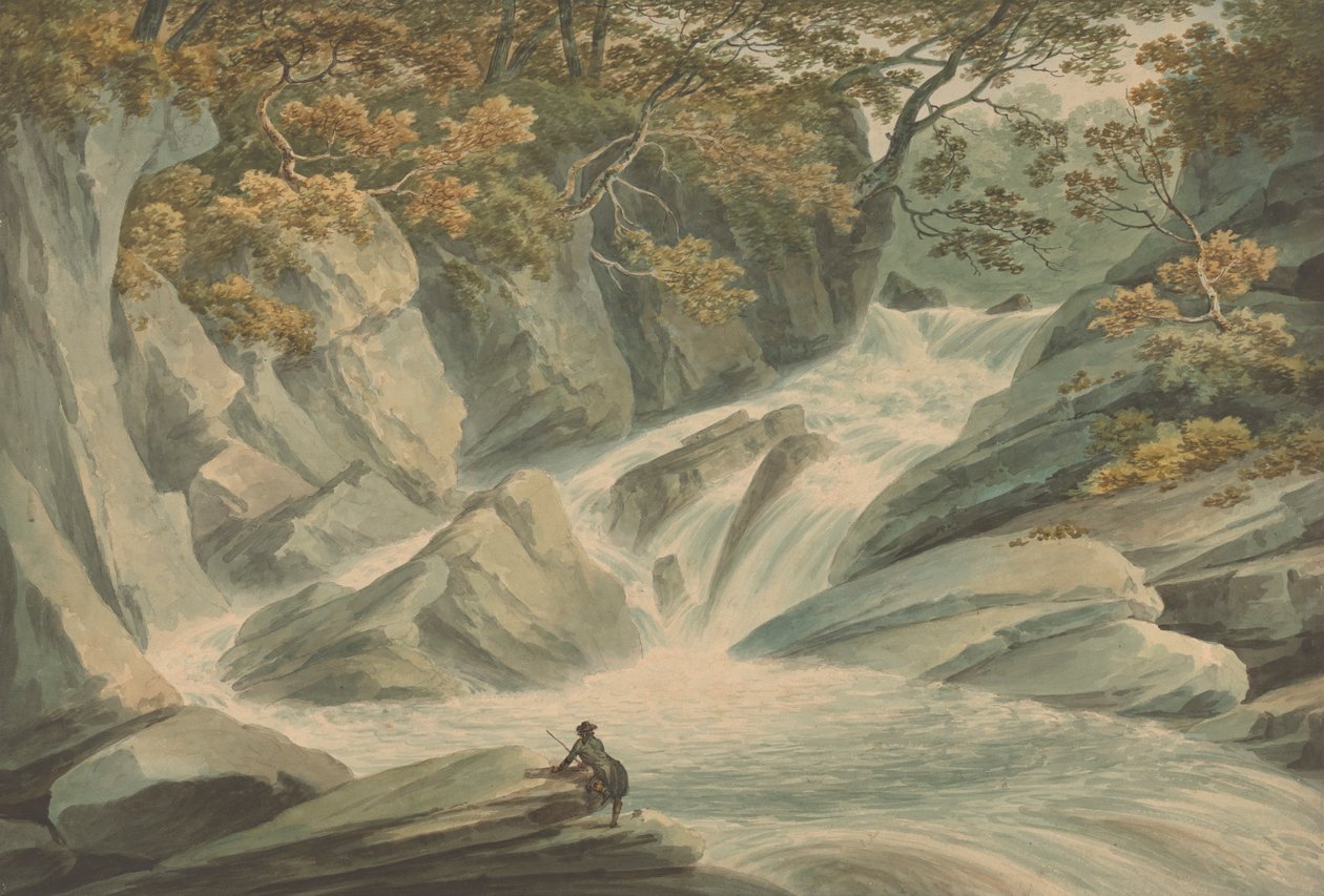 Hafod: Horní část kaskády od John Warwick Smith