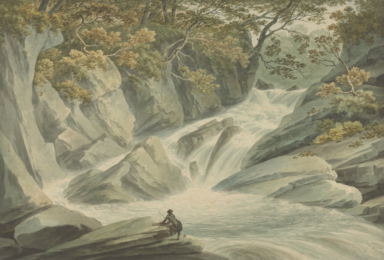 Hafod: Horní část kaskády od John Warwick Smith
