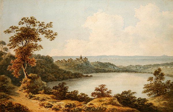 Jezero Albano (akvarel na papíře) od John Warwick Smith