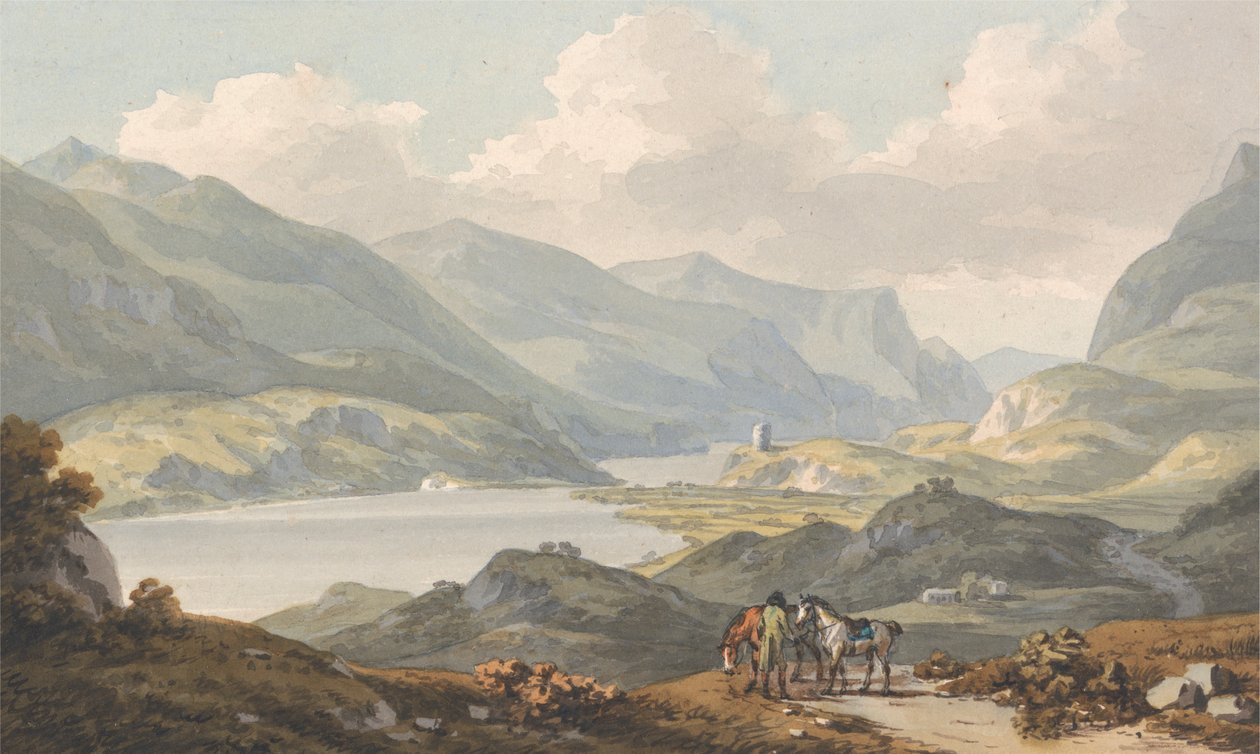 Jezera Llanberis - od cesty z Caernarfon do Llanberis, Caernarfonshire od John Warwick Smith