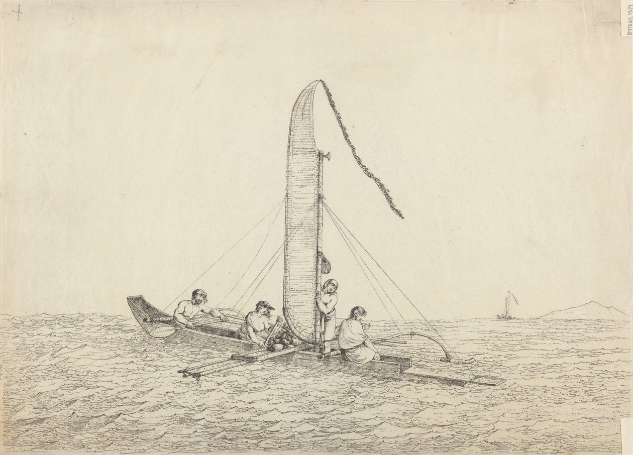 Plachetní kánoe Otaheite od John Webber