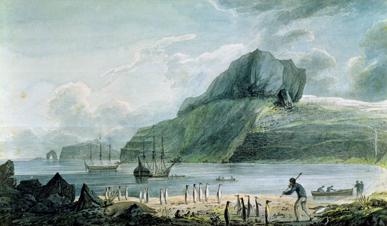Pohled na vánoční přístav v zemi Kerguelen, 1781-4 od John Webber