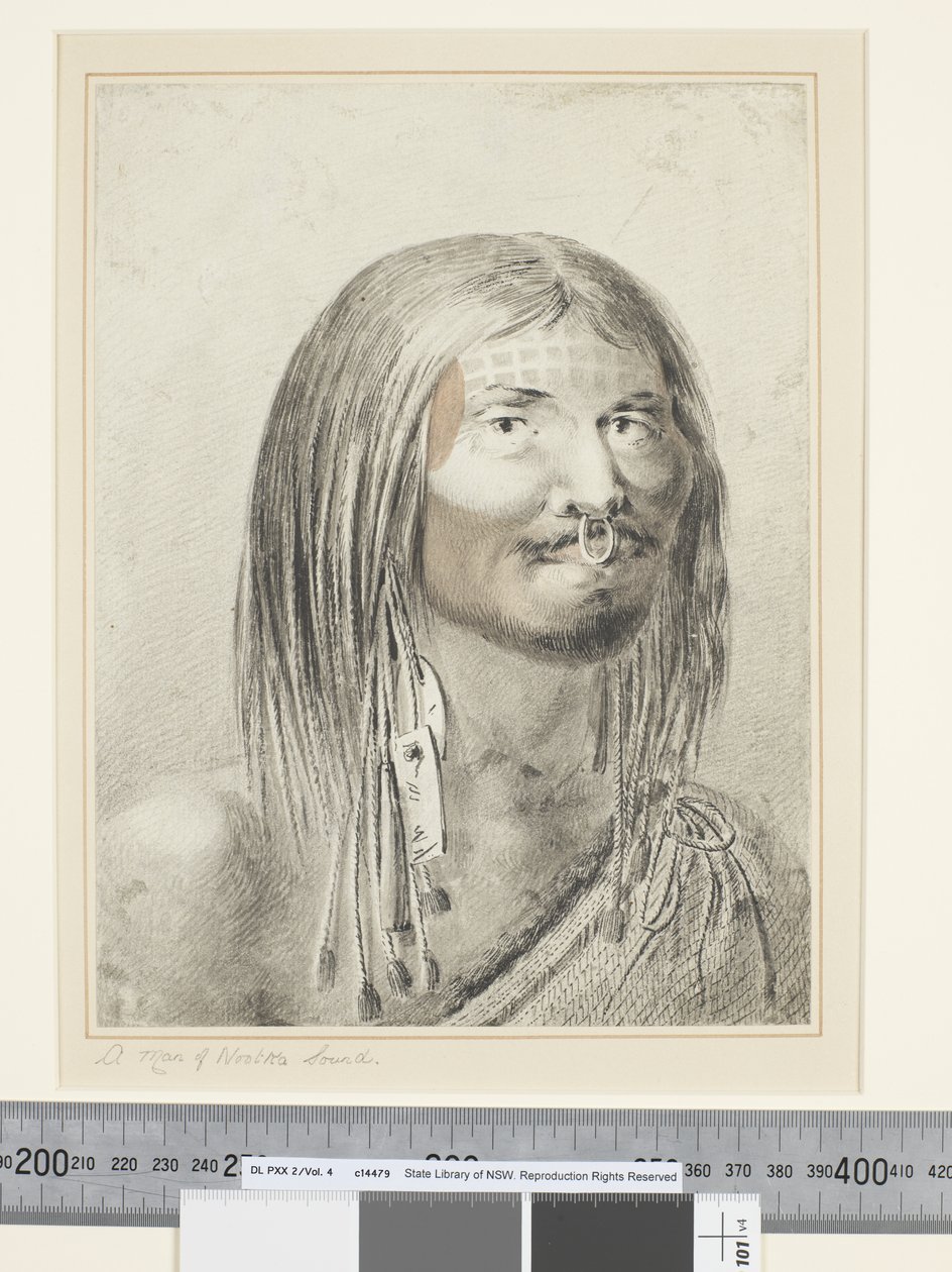 F.21 A Man of Nootka Sound, cca 1773-84 (akvarel) od John Webber