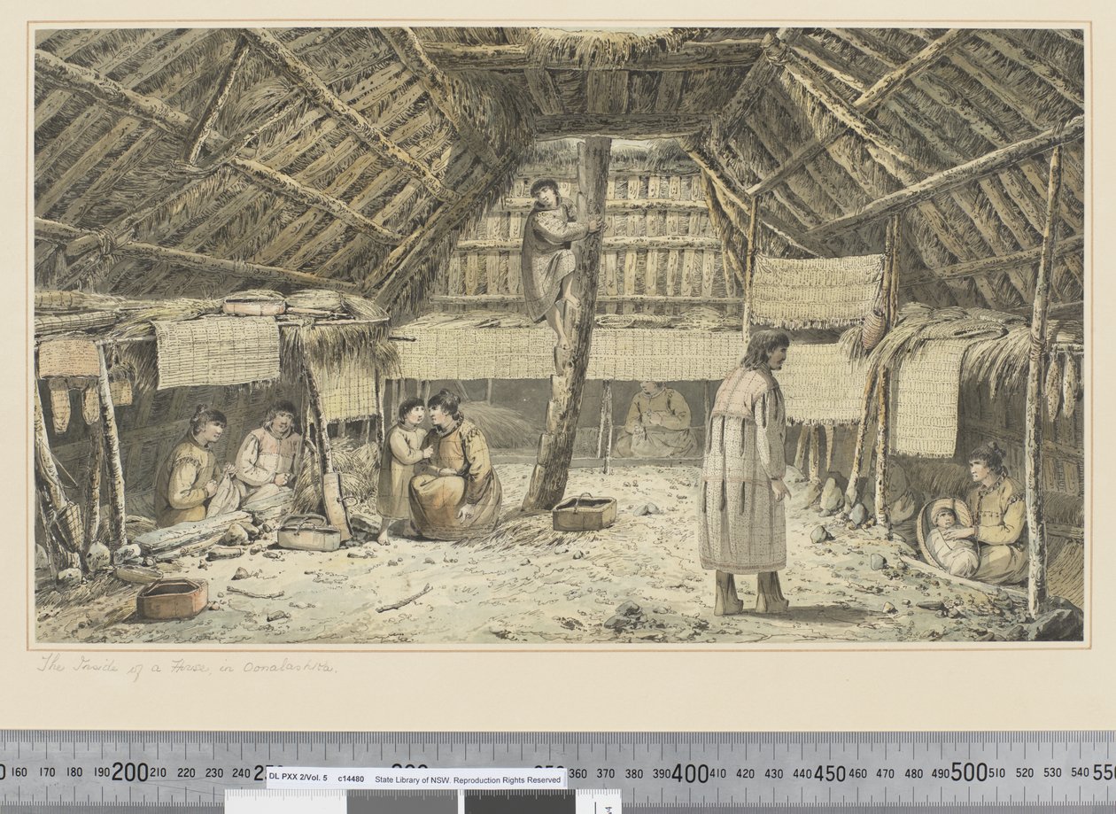 F.34 The Inside of a House in Oonalashka, c.1773-84 (akvarel) od John Webber