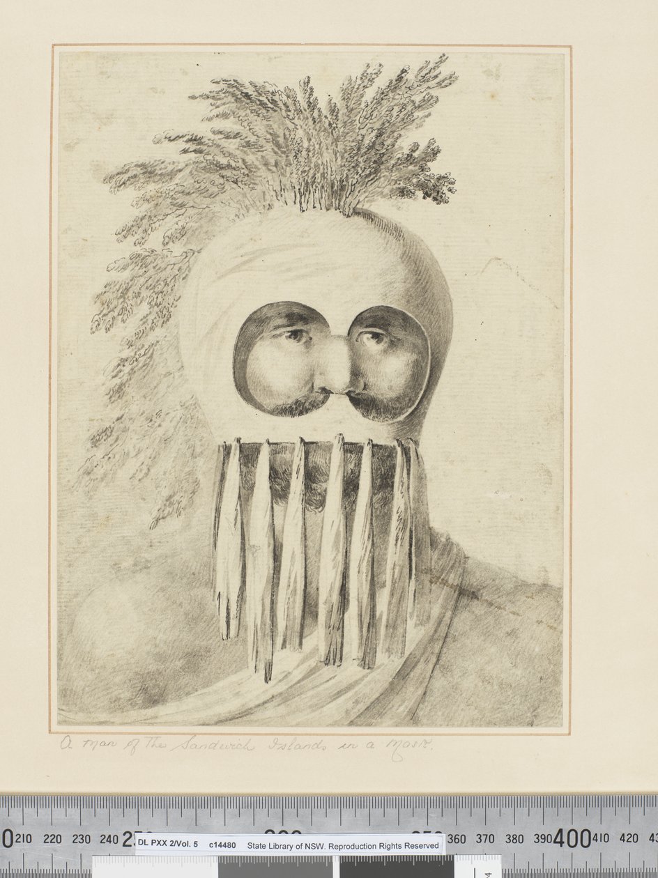 F.38 Muž ze Sandwichových ostrovů v masce, cca 1773-1784 (akvarel) od John Webber
