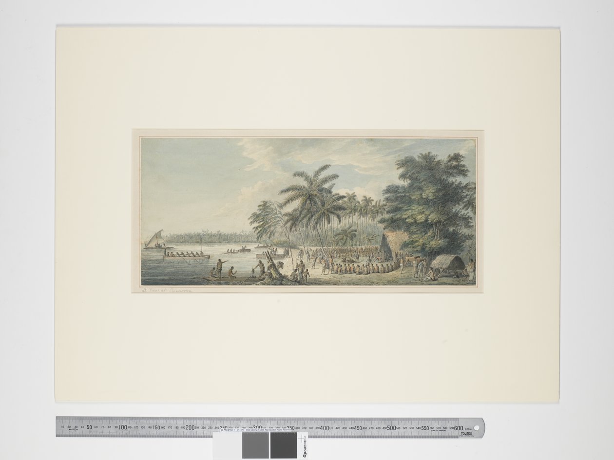F.3 A view at Anamooka, c.1773-84 (akvarel a tiskové rytiny) od John Webber