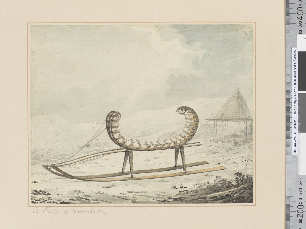 F.40 A Sledge of Kamtschatka, c.1783-84 (akvarel) od John Webber