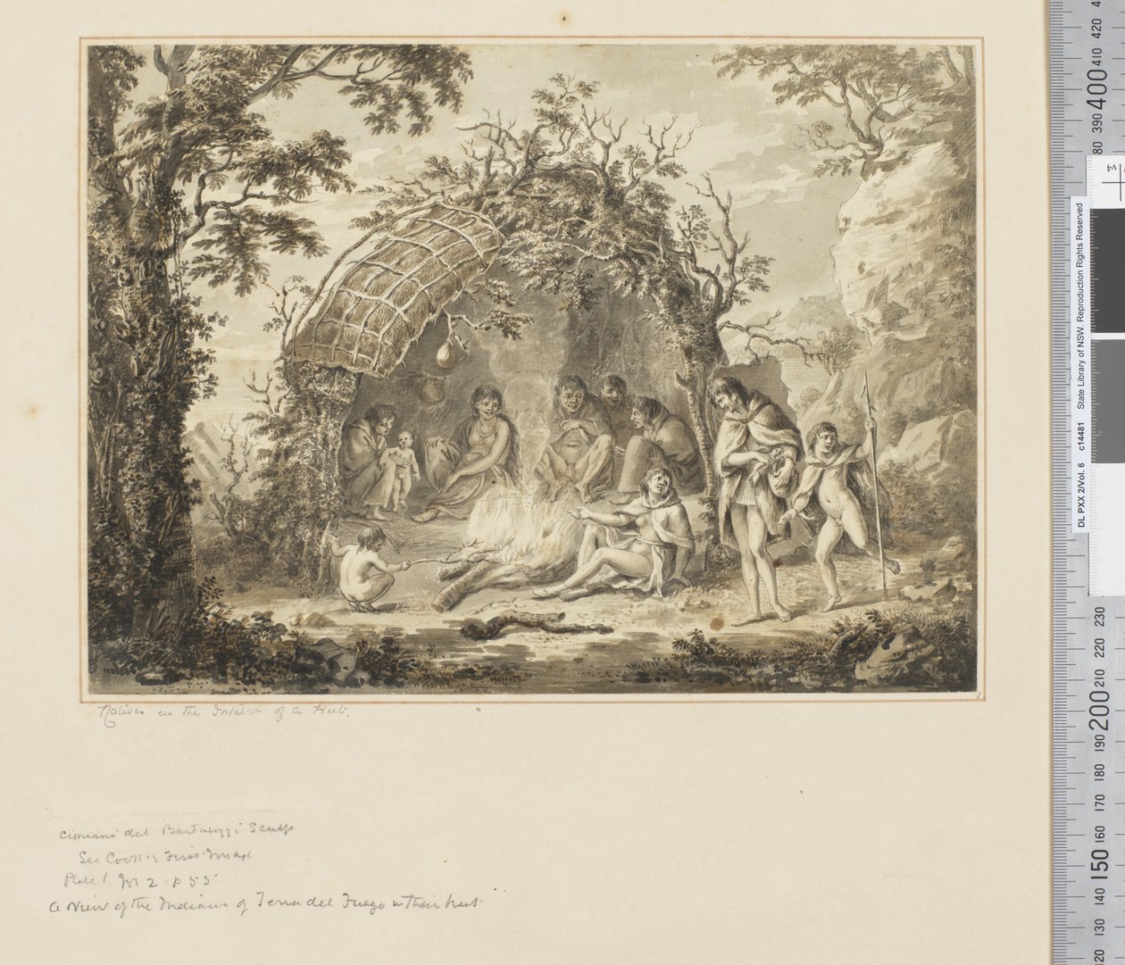 F.43 Domorodci v interiéru chaty, cca 1783-1784 (akvarel) od John Webber
