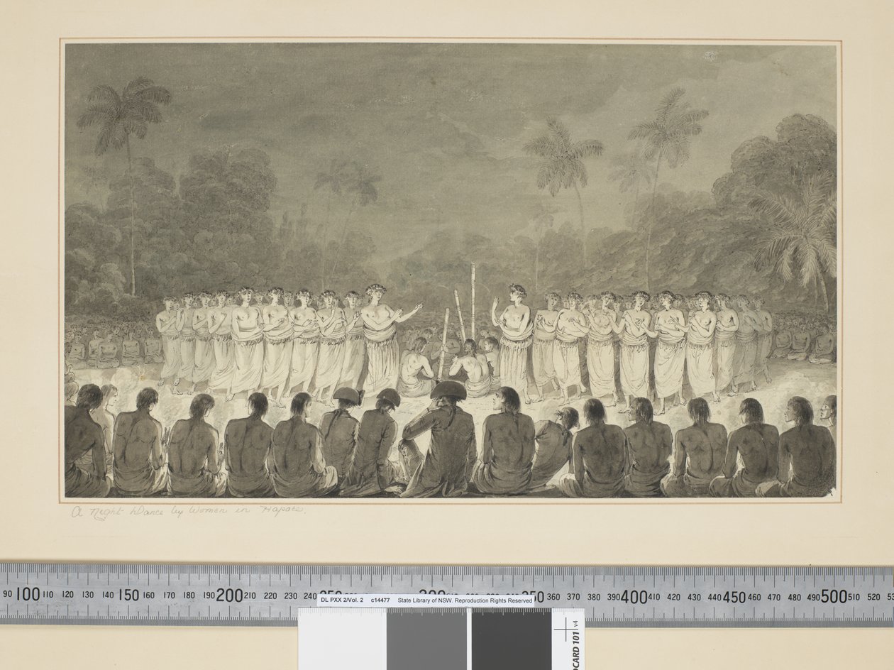 F.6 A Night Dance by Women in Hapaee, c.1773-84 (akvarel) od John Webber