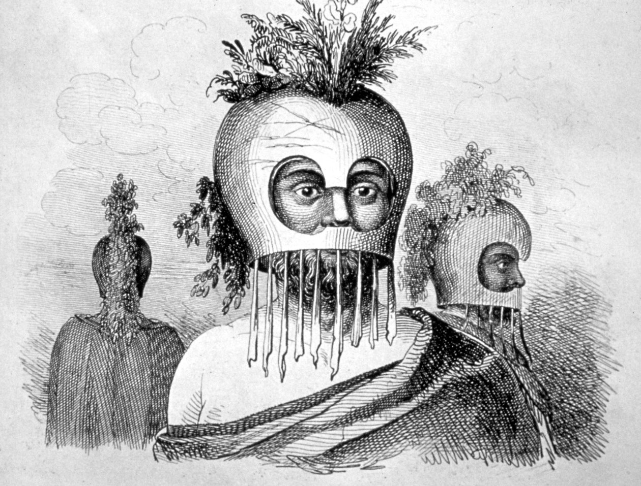 Havajský muž nosící masku z tykve, 18. století od John Webber