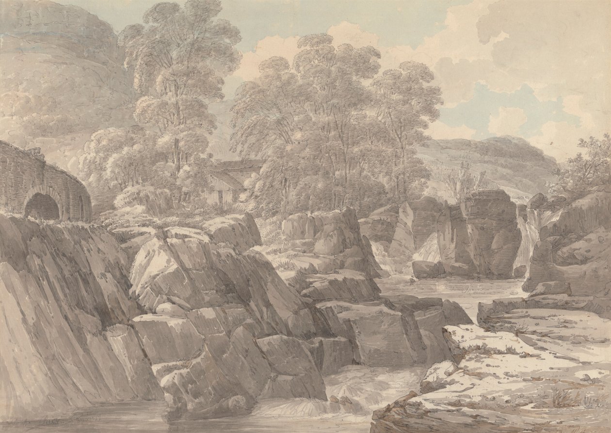 Pont-y-Pair na řece Llugwy poblíž Betws-y-Coed, Denbigh od John Webber