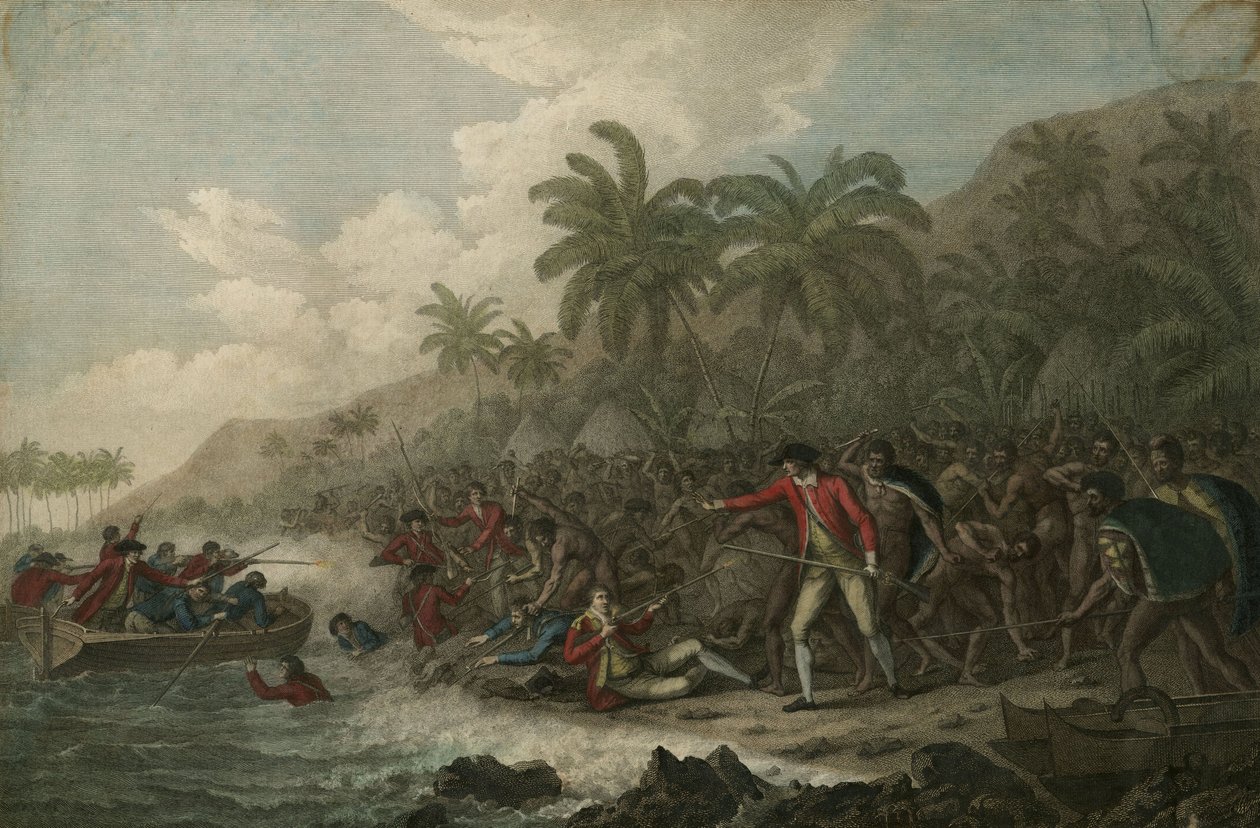 Smrt kapitána Jamese Cooka 14. února 1779, 1785 od John Webber