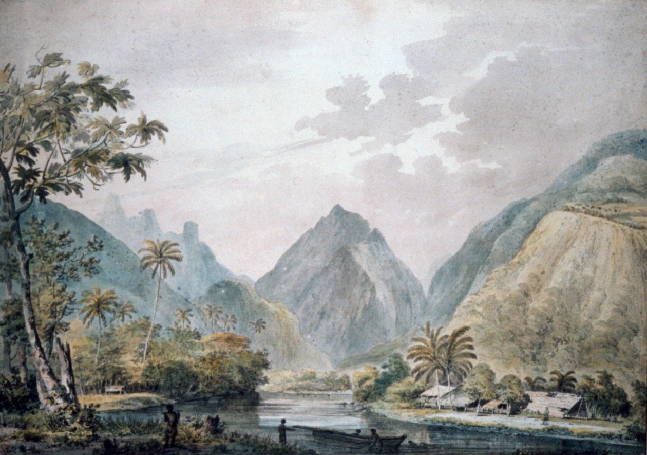Pohled na údolí Vaitepiha, Tahiti, 1777 od John Webber