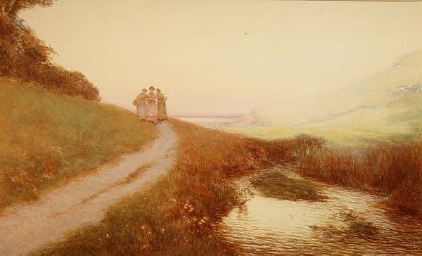 Brook and Sea, Branscombe (akvarel) od John White