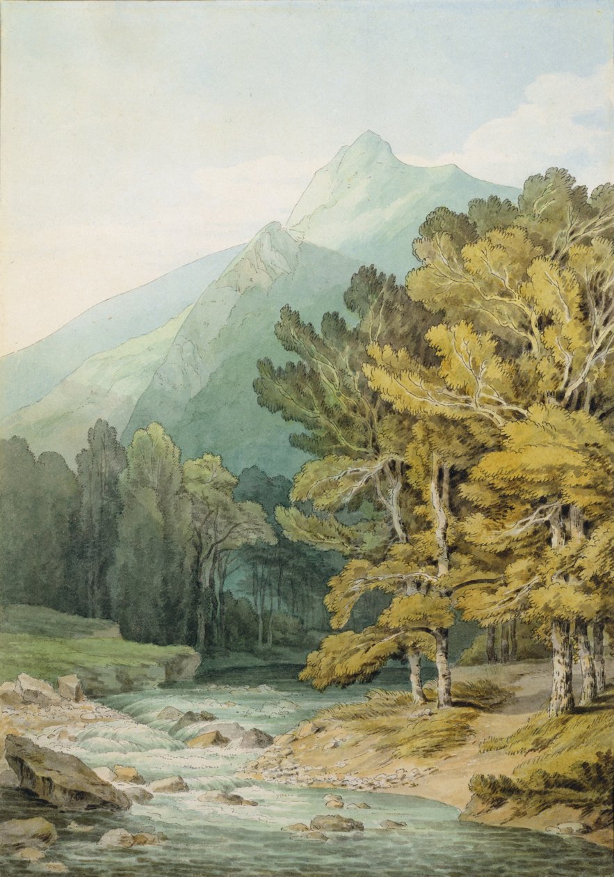 On the Dart in Holne Chase (wc na papíře) od John White Abbott