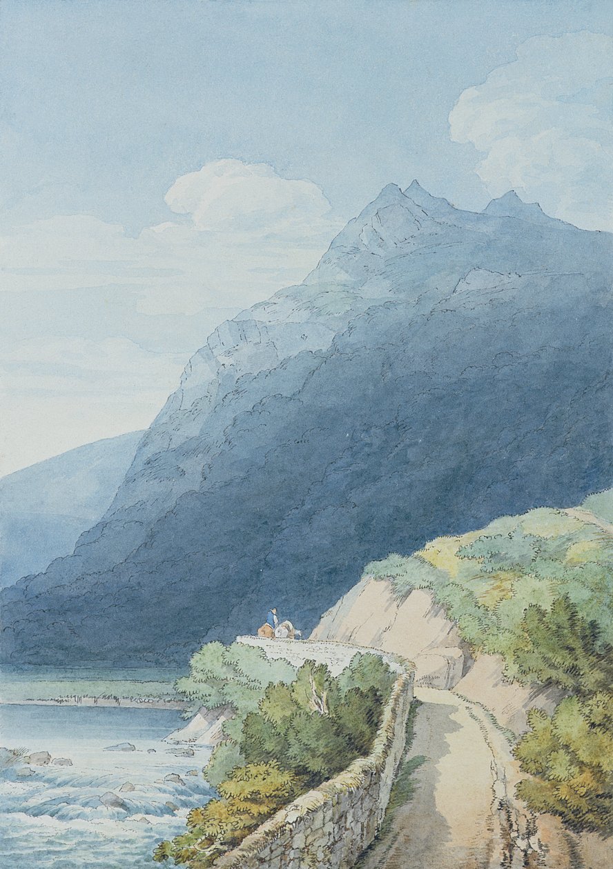The Dart at Holne Chase, Devon (čb, pero a tuš) od John White Abbott