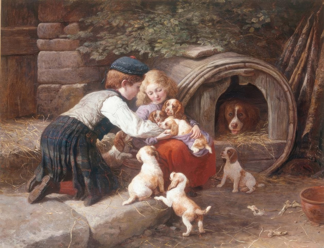 Hraní se štěňaty od John William Bottomley