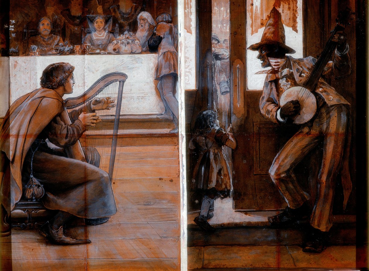 Minstrelsy, As It Was - And What It Has Come To (bodycolour, pencil and wc on paper) od John William Brown
