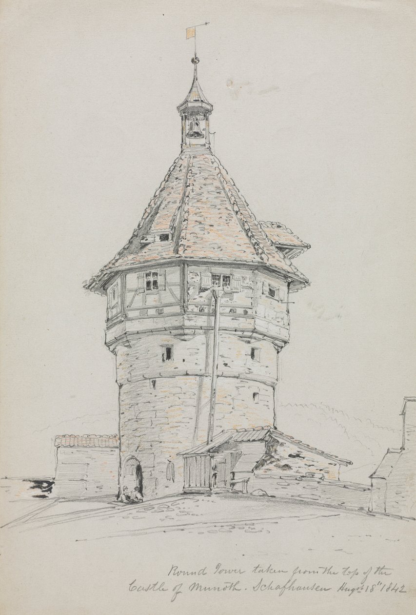Kulatá věž, hrad Munot, Schaffhausen, Švýcarsko, 1842. od John William Casilear