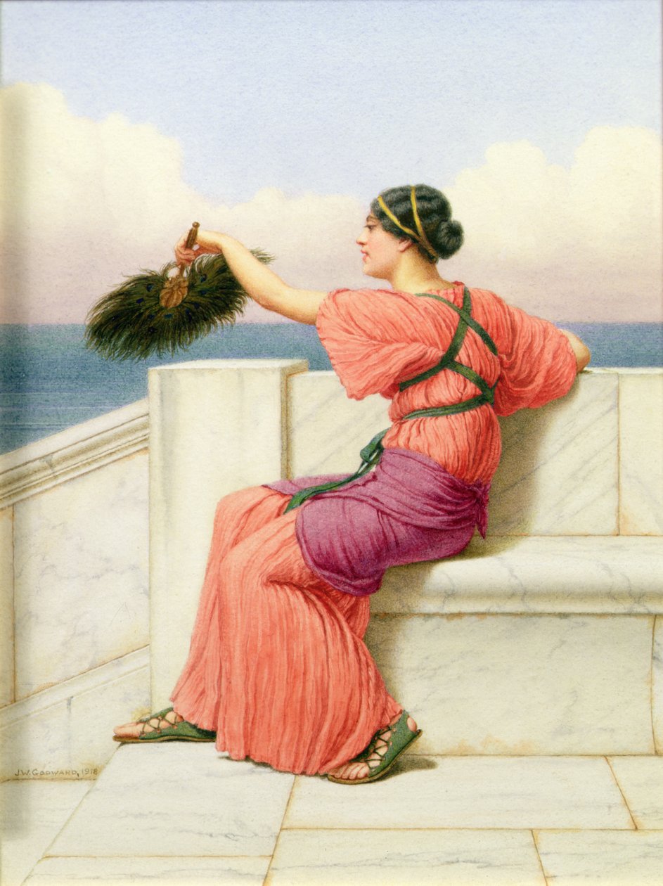 Klasická krása po moři (olej na plátně) od John William Godward