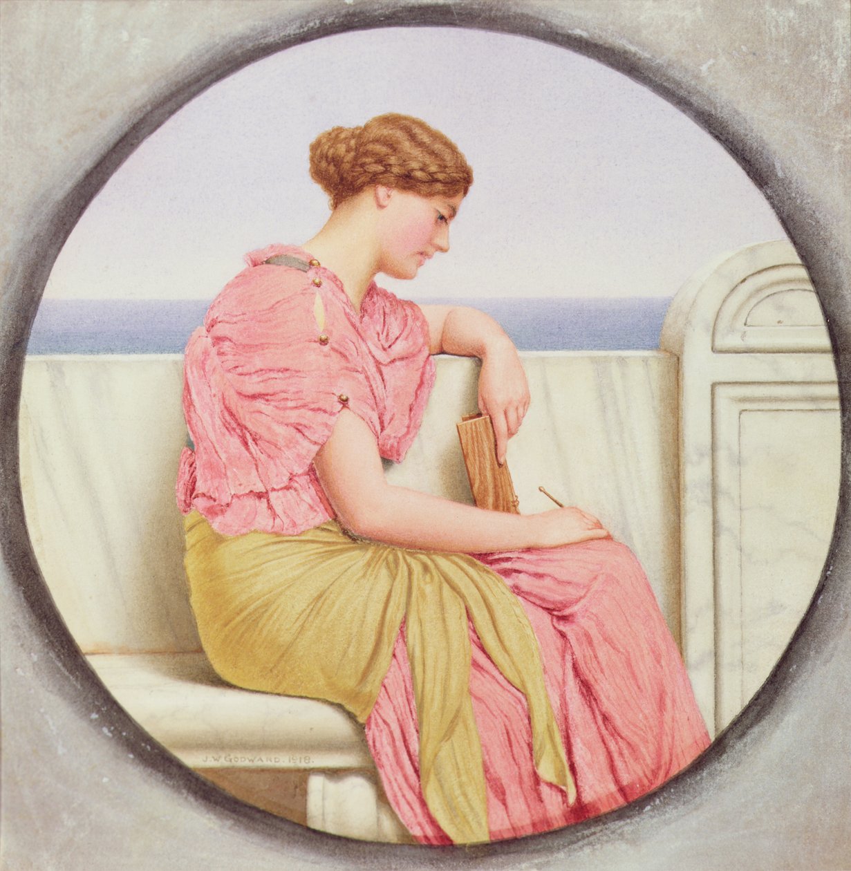 Odrazy, 1918 (wc na papíře) od John William Godward