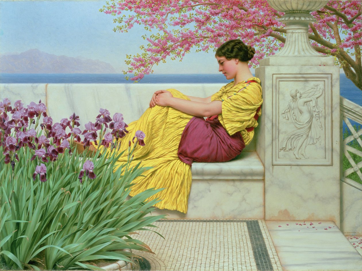 Pod květem, který visí na větvi, 1917 od John William Godward