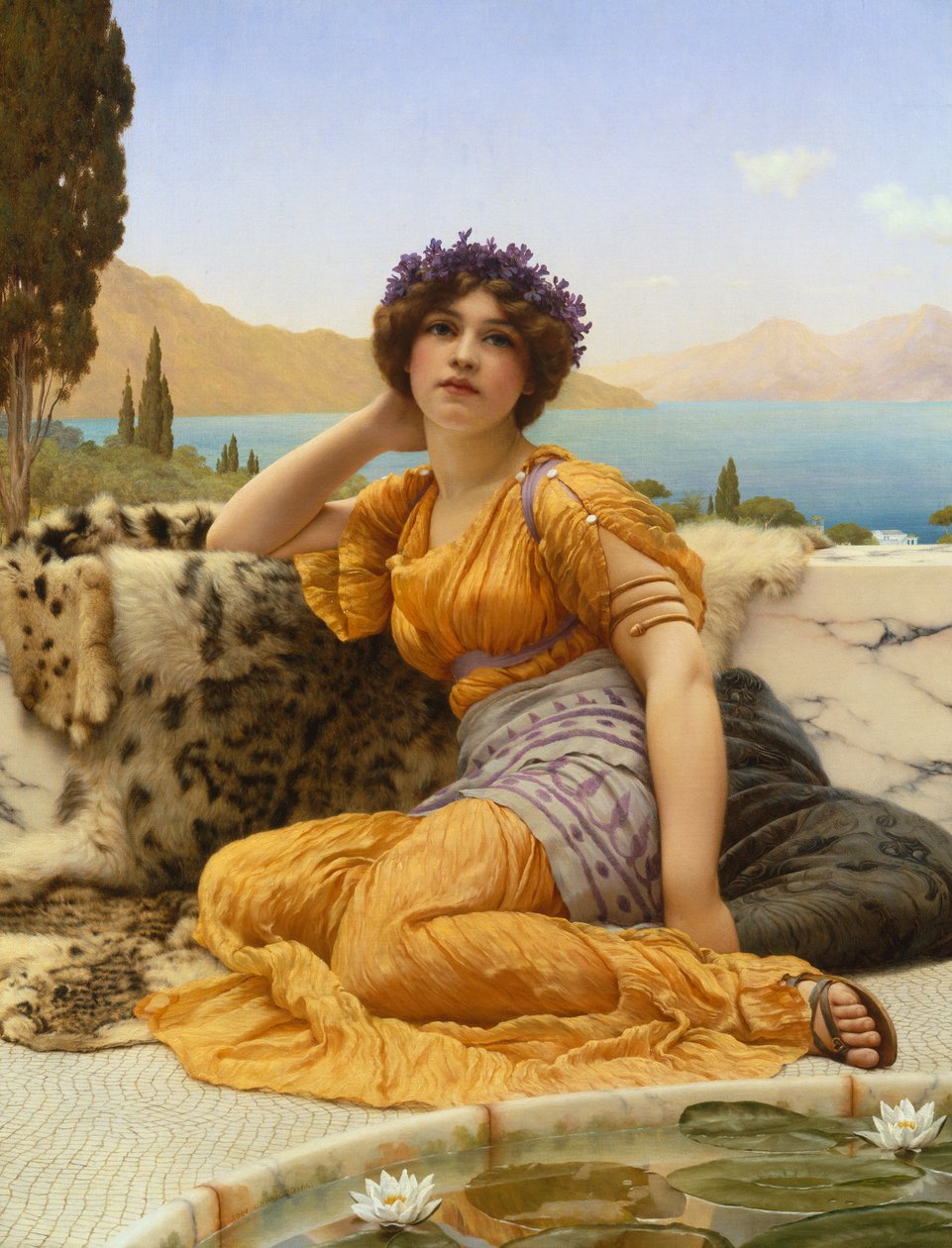 S fialkami ověnčenými a šafránovým rouchem od John William Godward