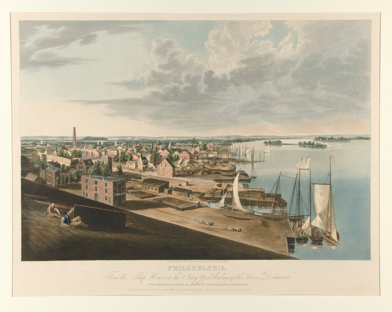 Philadelphia z Ship House v Navy Yard Při pohledu na řeku Delaware od John William Hill