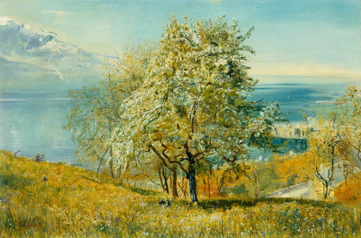 Alpské jezero od John William Inchbold