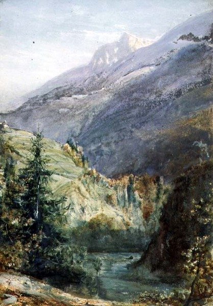 Na silnici Sepey, Švýcarsko (akvarel a kvaš na papíře) od John William Inchbold