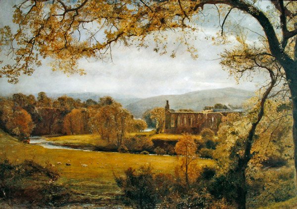 Bolton Abbey, Wharfedale (olej na plátně) od John William North