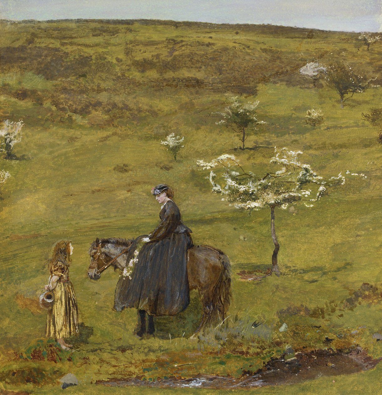 Máj na kopci (akvarel s tělovou barvou) od John William North