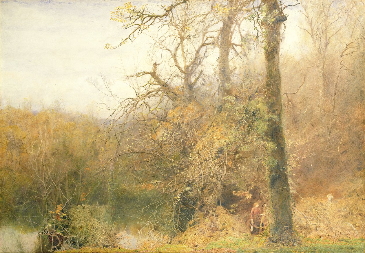 Sir Bevis a Woodwoman, 1887-88 (Wc s škrábáním na papíře) od John William North
