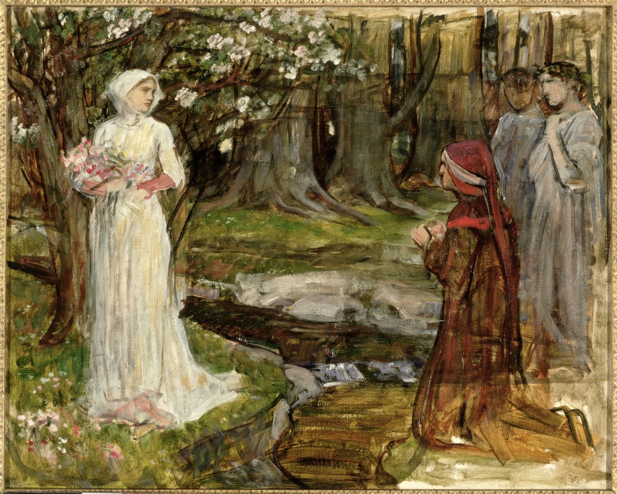Dante a Beatrice, kolem 1916-17 (olej na plátně) od John William Waterhouse