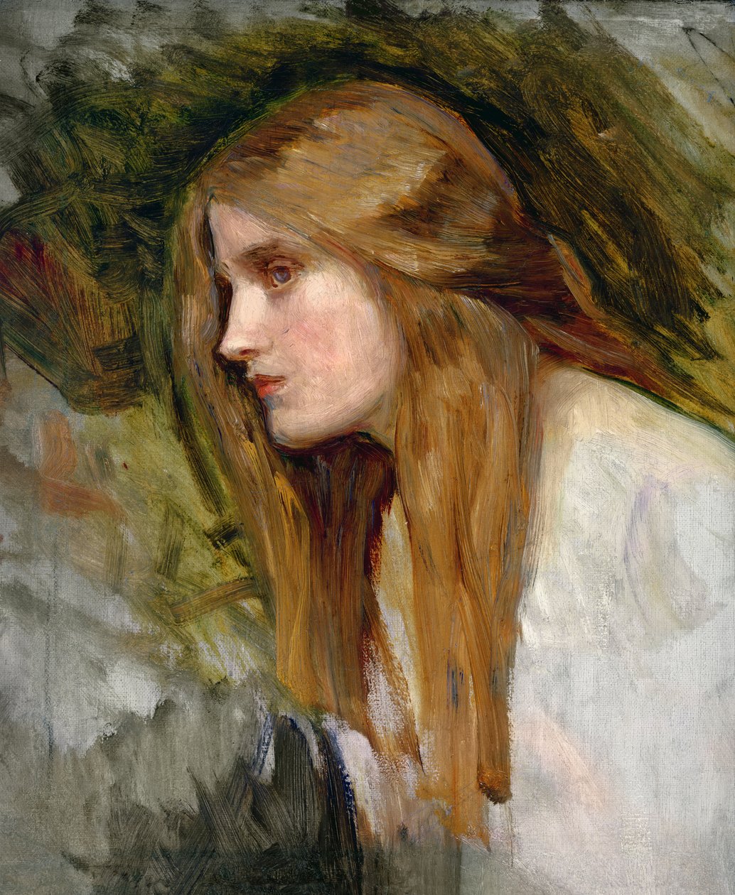 Hlava dívky, kolem roku 1896 od John William Waterhouse