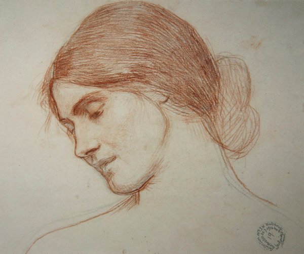 Hlava mladé dívky, vlevo od John William Waterhouse