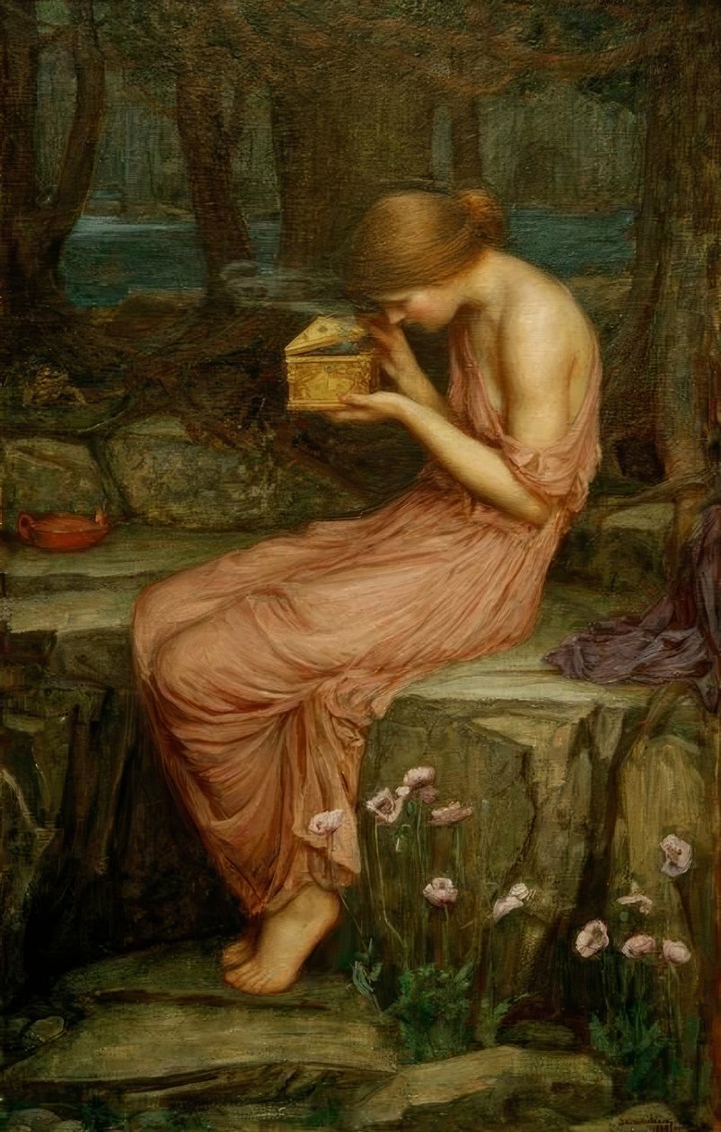 Psyché otevírá Zlatou skříňku od John William Waterhouse