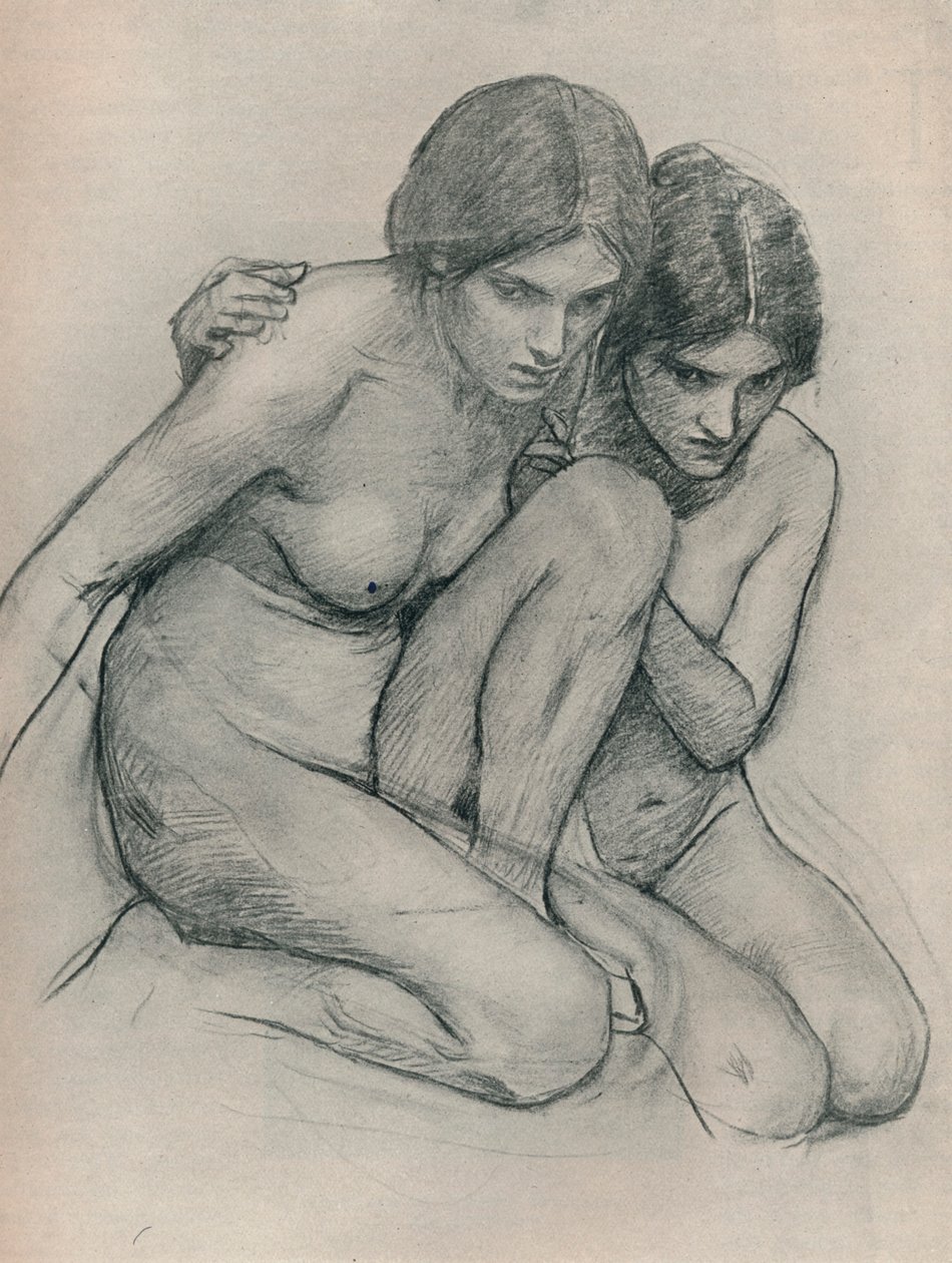 Studie pro The Nymphs Finding the Head of Orpheus, c1899 od John William Waterhouse