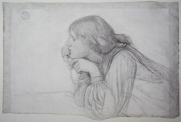 Studie ženské postavy s růžencem od John William Waterhouse