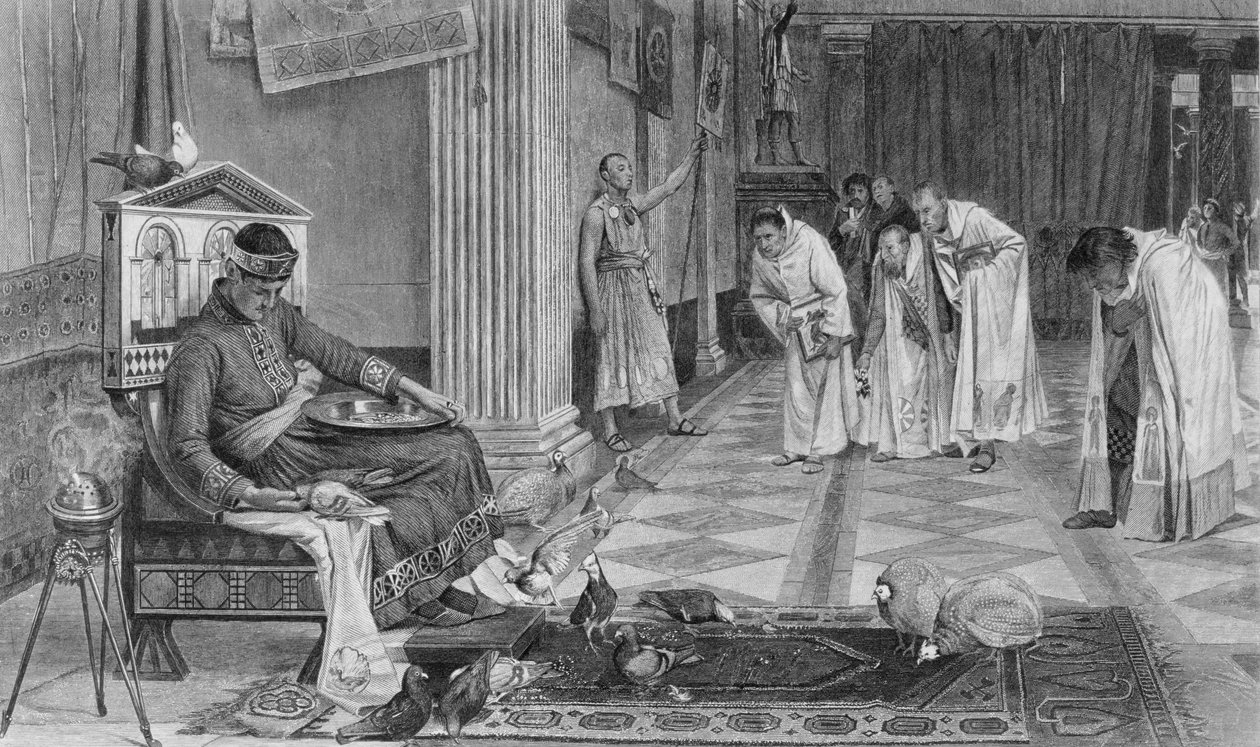 The Favorites of the Emperor Honorius, vyryl J. Stephenson od John William Waterhouse