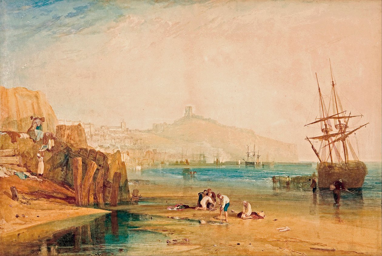 ""Pohled na Scarborough v časném ránu, děti honí kraby"" Obraz od Josepha Mallorda William Turner (1775-1851) kolem roku 1810 Galerie umění Jižní Austrálie Adelaide, Austrálie od John William Waterhouse