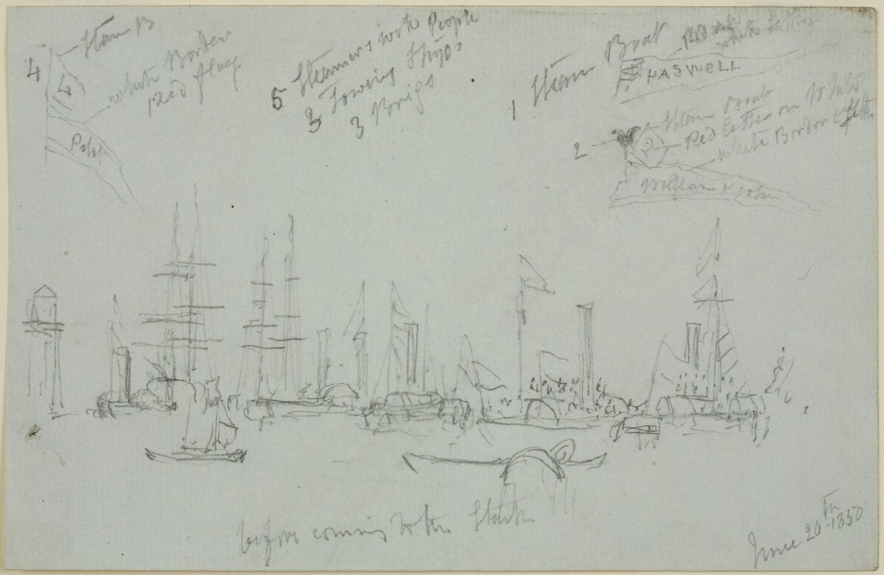 Scéna z přístavu (tužka na papíře (šedá)) od John Wilson Carmichael