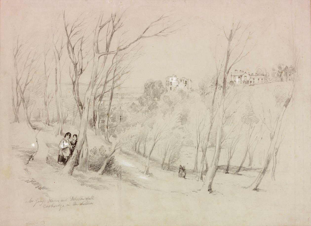 Dům pana Greye a Dilston Hall, Corbridge in the Distance (barva těla a tužka na papíře) od John Wilson Carmichael