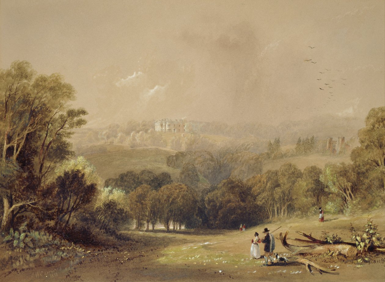 Roundhay Park, Leeds (akvarel na papíře) od John Wilson Carmichael