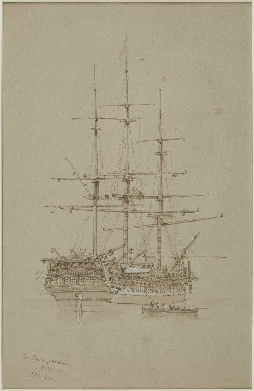 Buckinghamshire, Bombay (tužka a akvarel (monochromatický) na papíře (šedá)) od John Wilson Carmichael