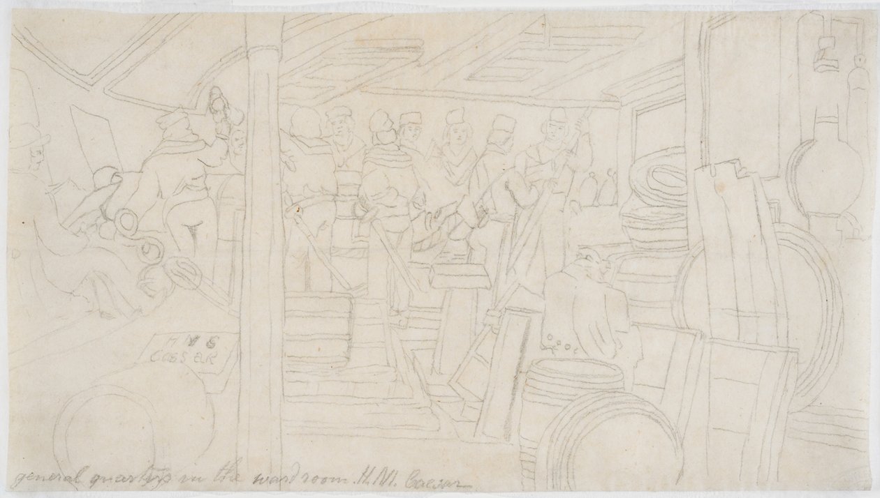 Loď H.M.S. Caesar (tužka na papíře (obkresba)) od John Wilson Carmichael